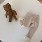 Girls' Single-layer Fleece-lined Fashionable All-matching Leggings Beige - D&A