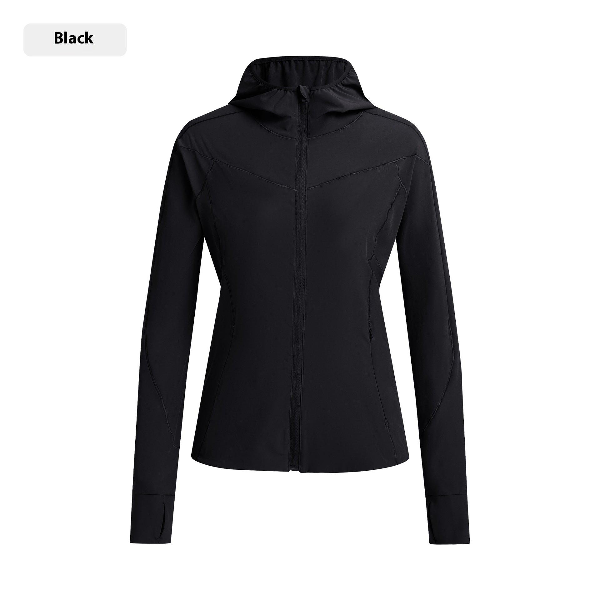 Hooded Stand Collar Sun Protection Quick-drying Coat Black - D&A