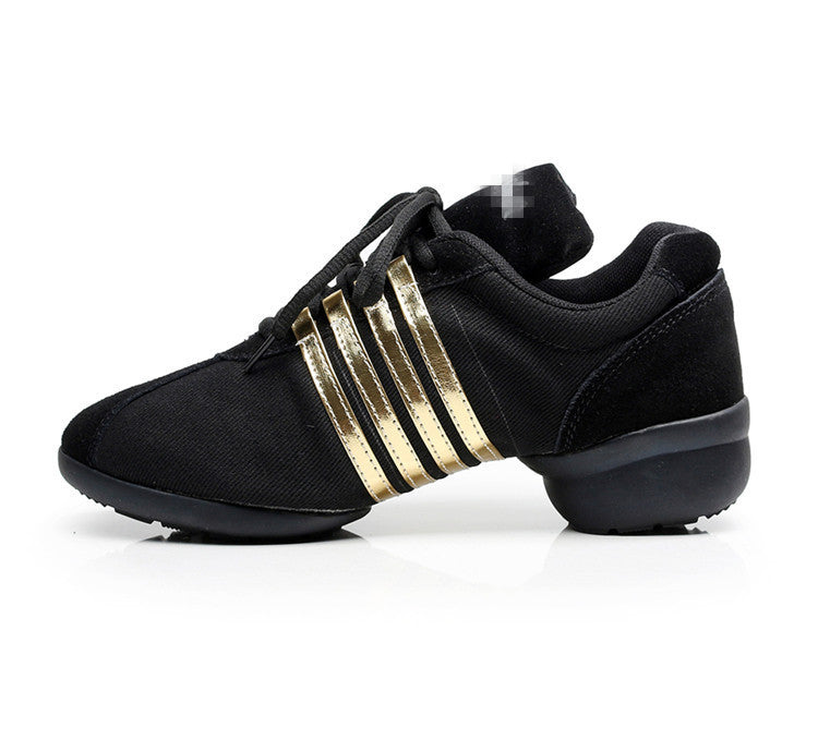 Canvas Modern Dancing Shoes Rubber Sole Indoor And Outdoor Elevator Shoes Gold - D&A