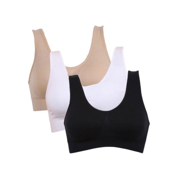 Underwear Women's Bra, Vest-Style No Rim Sports Thin Bra Color mixing 3PCS - D&A