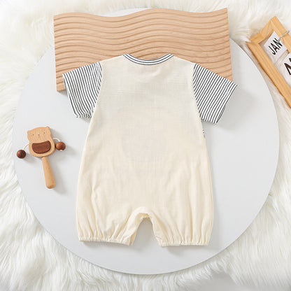 Cartoon Bear Print Baby Short Sleeve Rompers - D&A