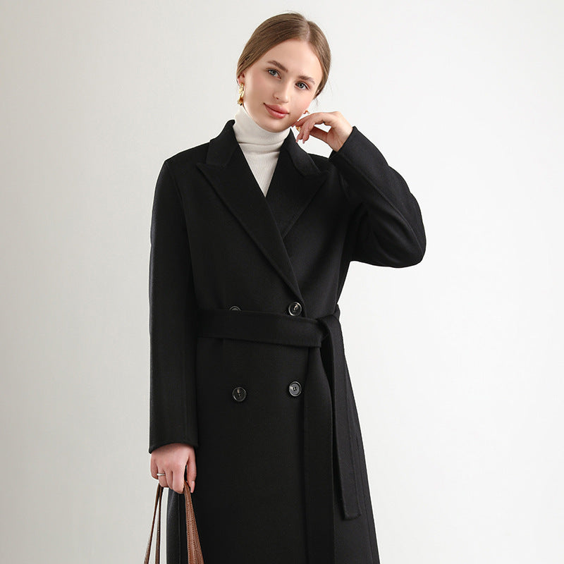 Women's Mid-length Woolen Wool Overcoat Coat - D&A