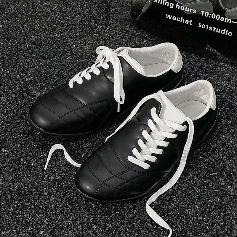 Oblique Lace-up Flat Retro Sports Casual Shoes - D&A