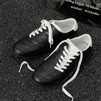Oblique Lace-up Flat Retro Sports Casual Shoes - D&A