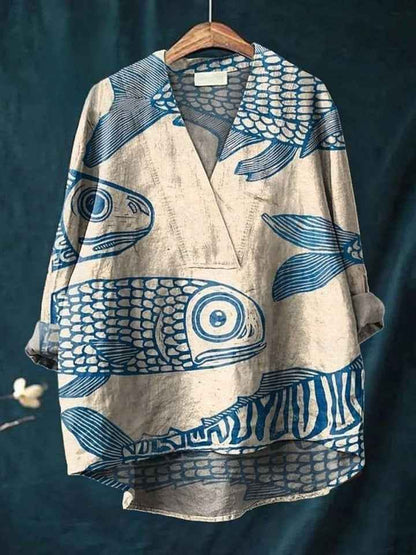 Fashion Digital Printing Large Wide V-neck Top