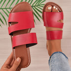 Casual Summer One-line Flat Plus Size Women's Slippers - D&A