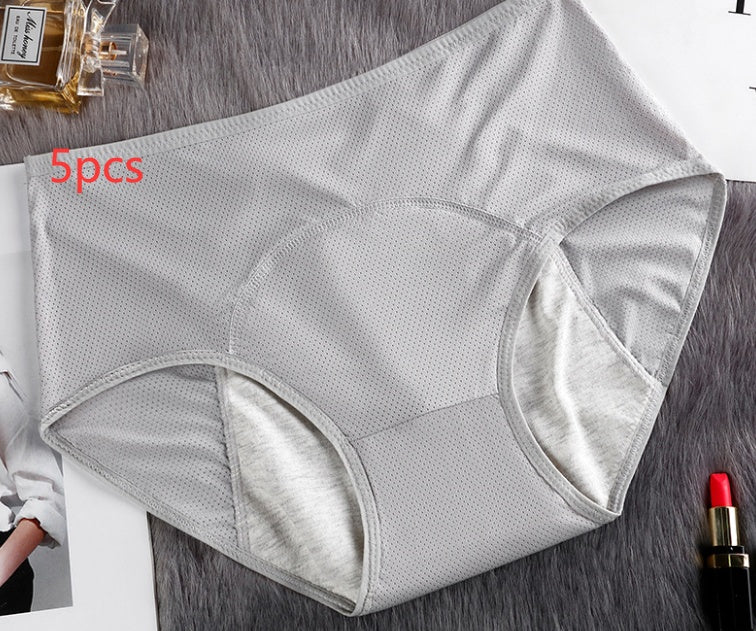 5PCS Menstrual Underwear Women Leak Proof Panties Grey Q5pcs - D&A