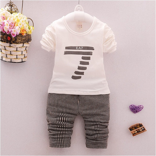 spring and autumn new boys and girls zipper striped trousers suit children's suit - D&A