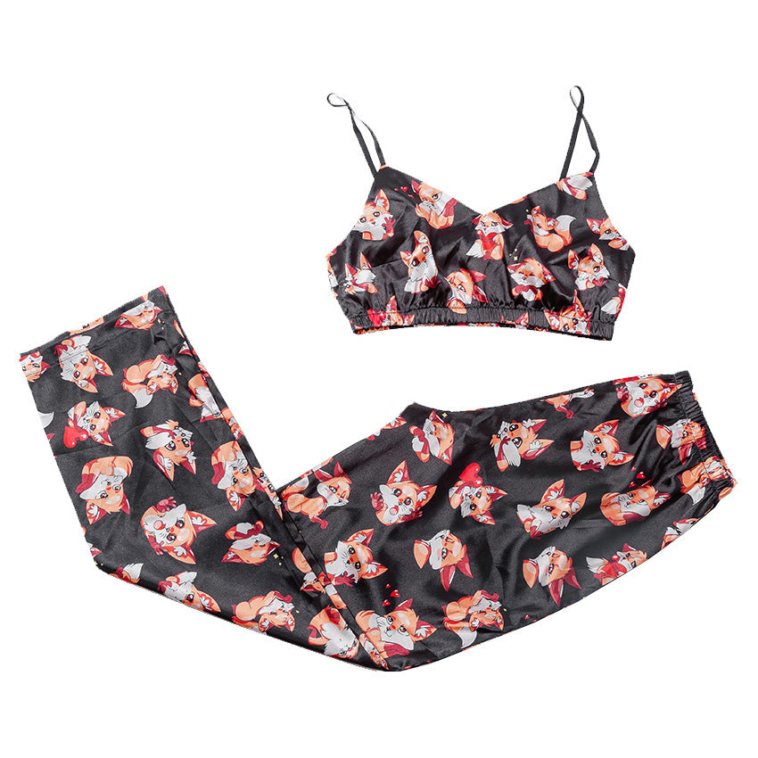 Printed underwear suspender pajamas housewear women - D&A