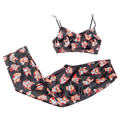 Printed underwear suspender pajamas housewear women - D&A