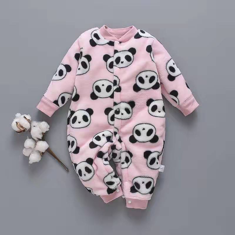 Baby onesies Baby Long Sleeve Romper Panda pink - D&A