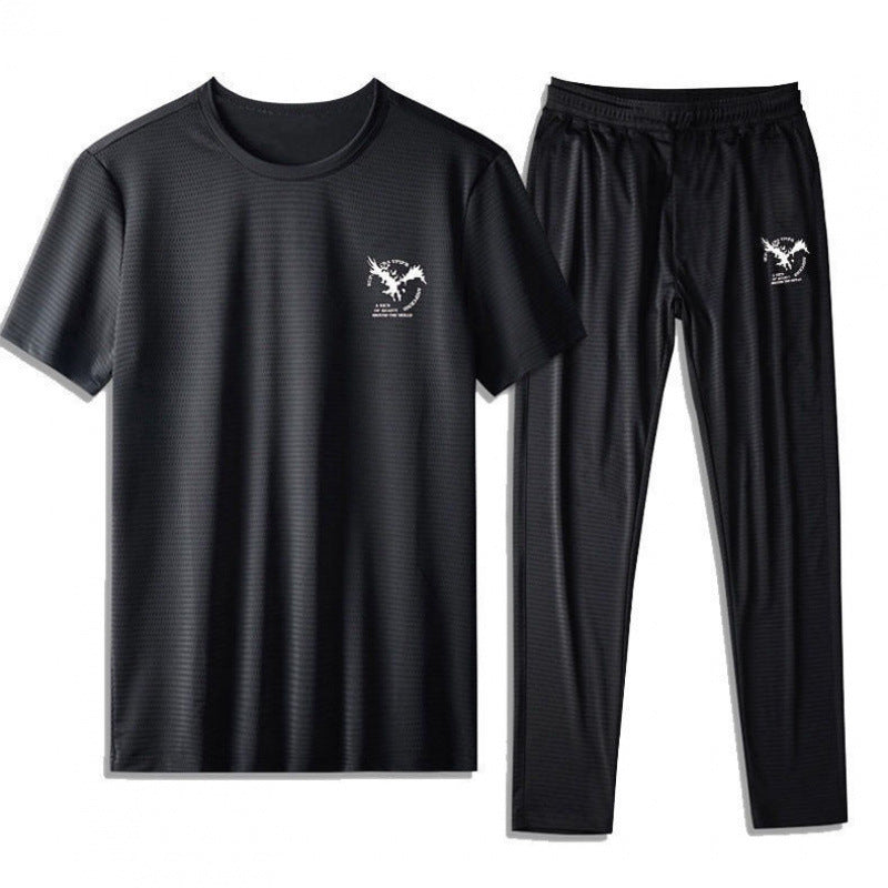 Quick-drying Sports Ice Silk Men Leisure Set Eagle Suit - D&A
