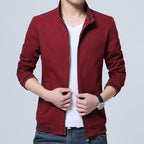 Brand New Spring Autumn Men Casual Jacket Coat Men's Fashion Washed Pure Cotton Brand-Clothing Jackets Male Coats Wine red1 - D&A