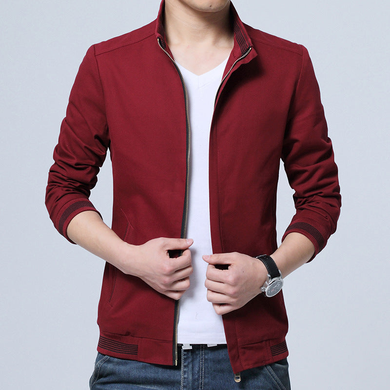 Brand New Spring Autumn Men Casual Jacket Coat Men's Fashion Washed Pure Cotton Brand-Clothing Jackets Male Coats Wine red1 - D&A