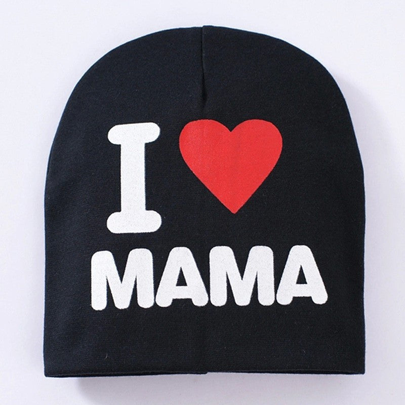 Baby autumn and winter baby hat Black Love mama - D&A