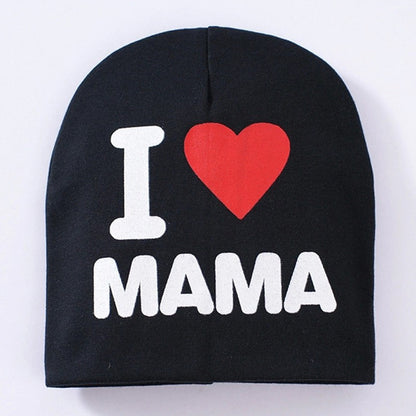 Baby autumn and winter baby hat Black Love mama - D&A
