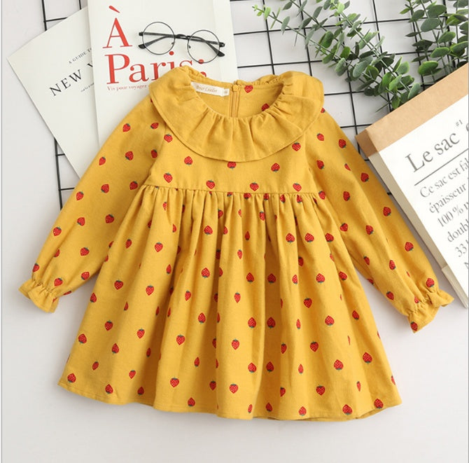 autumn dress, new girl princess dress, full print flower, bow knot long sleeve dress, children's clothing wholesale 4 - D&A