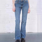 Jeans Slim Fit Low Waist Long Pants Light Blue Free Size - D&A