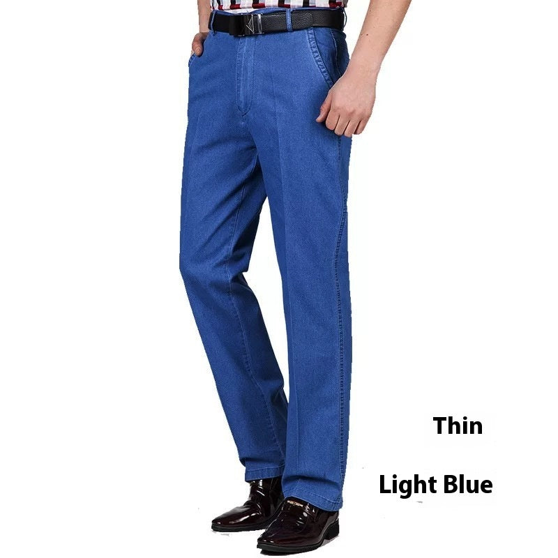 Men's Jeans High Waist Loose Casual Denim Trousers Denim Trousers Thin Light Blue - D&A