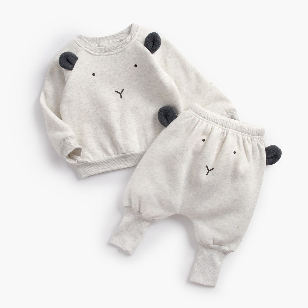Baby Plus Velvet Sweater Suit A white - D&A