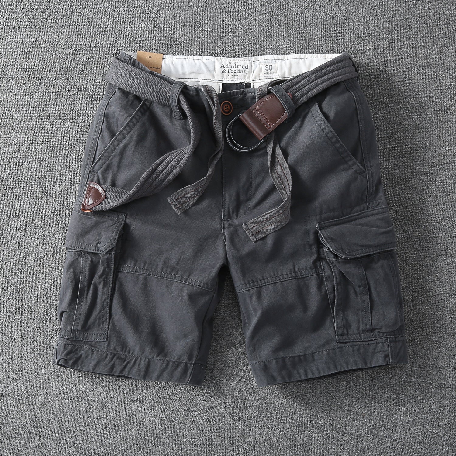 Retro Heavy Casual Overalls Pants Dark Gray No Belt - D&A