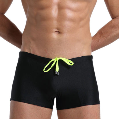Men's Boxer Swimming Trunks Fashion Lace-up Design Black - D&A