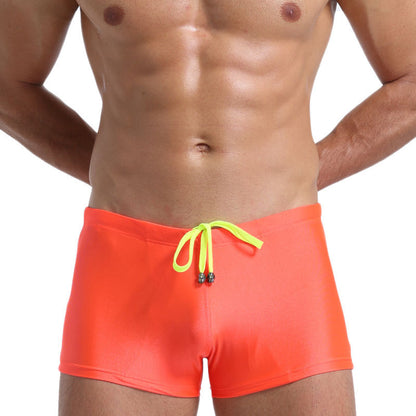 Men's Boxer Swimming Trunks Fashion Lace-up Design Orange - D&A