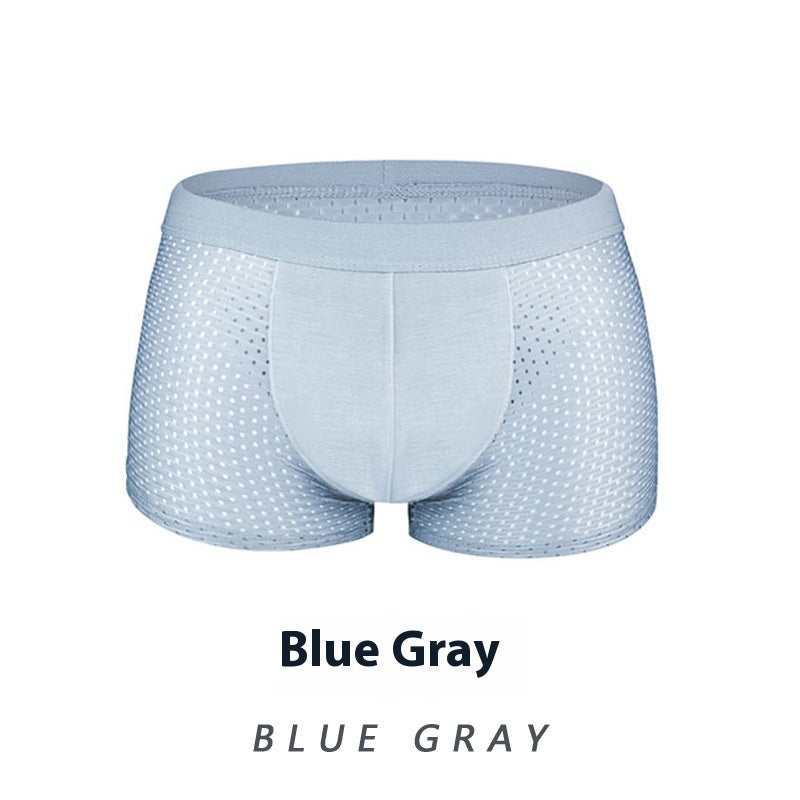 Ice Silk Men's Shorts Head Plus Size Boxer Briefs Blue Gray - D&A