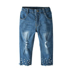 Girls Lace Pearl Jeans Set - D&A