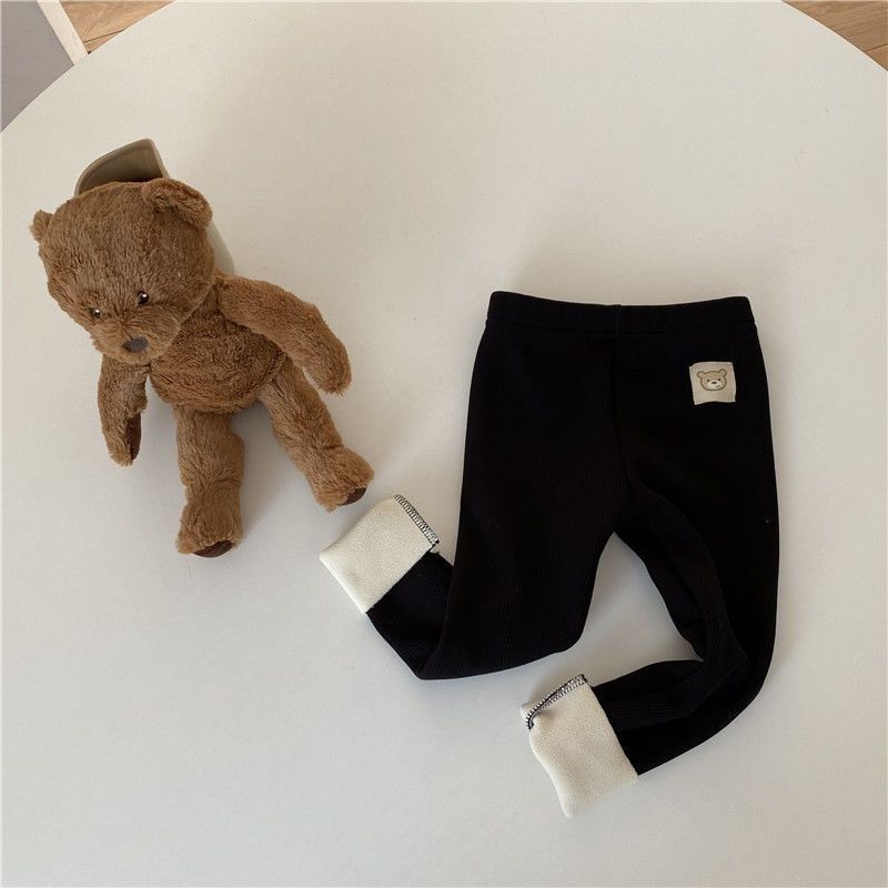 Girls' Single-layer Fleece-lined Fashionable All-matching Leggings Black - D&A