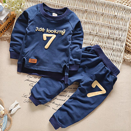 Baby cotton long-sleeved trousers two-piece suit - D&A