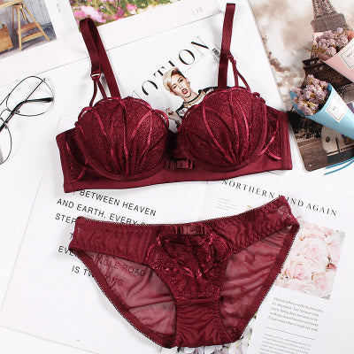 Embroidered shell bra Wine red - D&A
