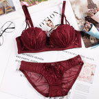 Embroidered shell bra Wine red - D&A