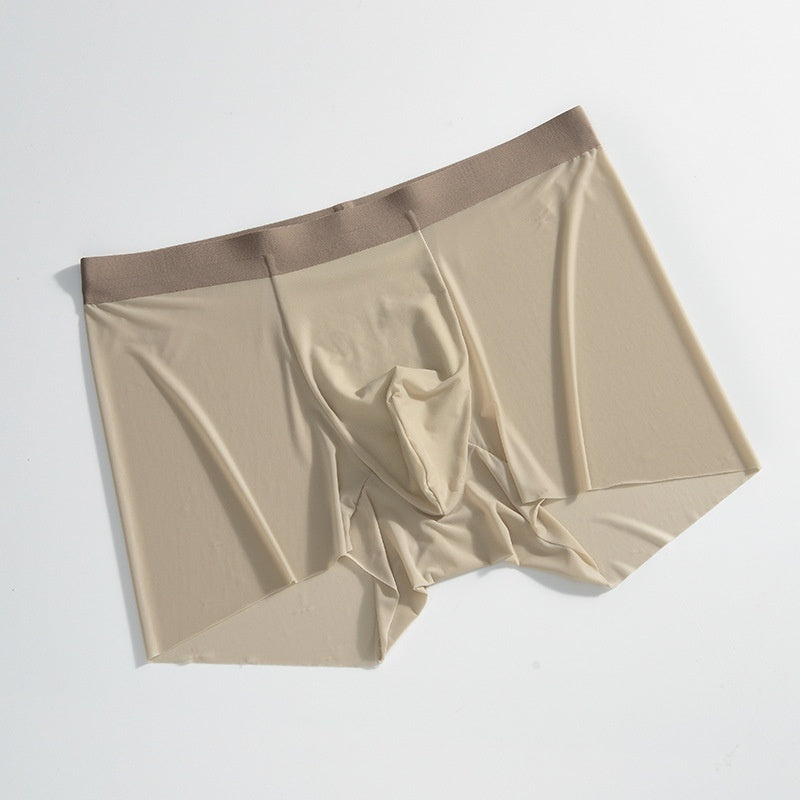 Summer New Men's Ice Silk Underwear Pure Color Seamless Quick-drying Mocha Coffee - D&A