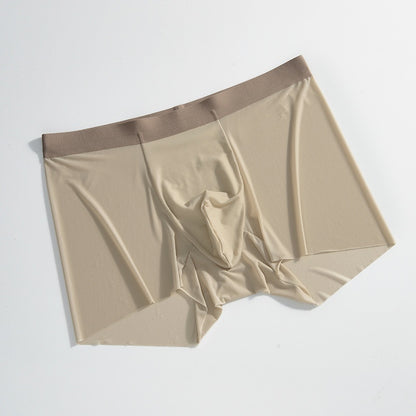 Summer New Men's Ice Silk Underwear Pure Color Seamless Quick-drying Mocha Coffee - D&A