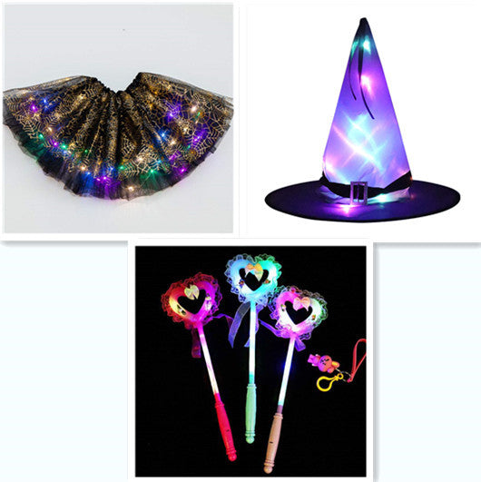 Magical & Luminous LED Princess Halloween Tutu Skirt Sequins Shiny Skirt Set3 - D&A