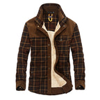 Winter Jacket Men Thicken Warm Fleece Jackets Coats Pure Cotton Plaid Jacket Military Clothes - D&A