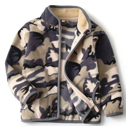 Thick Fur Printed Coats Kids Zipper Camouflage2 - D&A