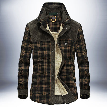 Winter Jacket Men Thicken Warm Fleece Jackets Coats Pure Cotton Plaid Jacket Military Clothes - D&A