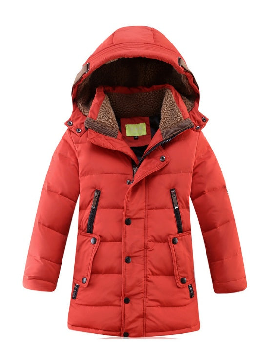 -30 Degree Children's Winter Jackets Duck Down Padded Children Clothing Big Boys Warm Winter Down Coat Thickening Outerwear Red - D&A
