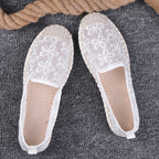 Thin Pumps Linen Fisherman Shoes For Women Pansy White - D&A