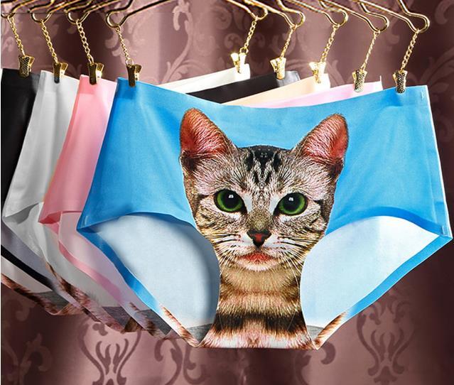 3D printing Women's Pussycat Panties Anti Emptied Cat Printing Underwear Women Panty Sexy Briefs Women Seamless Control Girls - D&A