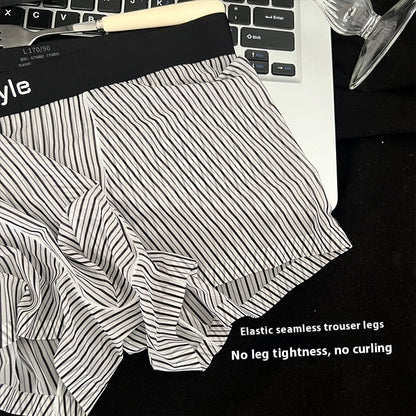 Vintage Stripe Men's Ice Silk Breathable Transparent Bottom Crotch Boxer Briefs - D&A