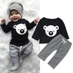 Koala Top Striped Pants Two Piece Kids Black - D&A