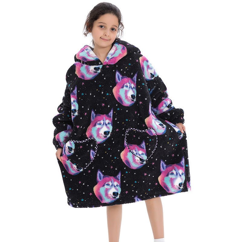 Oversized Thermal Sweatshirt Lazy Sweatshirt Kids Funny dog head warm clothes One size - D&A