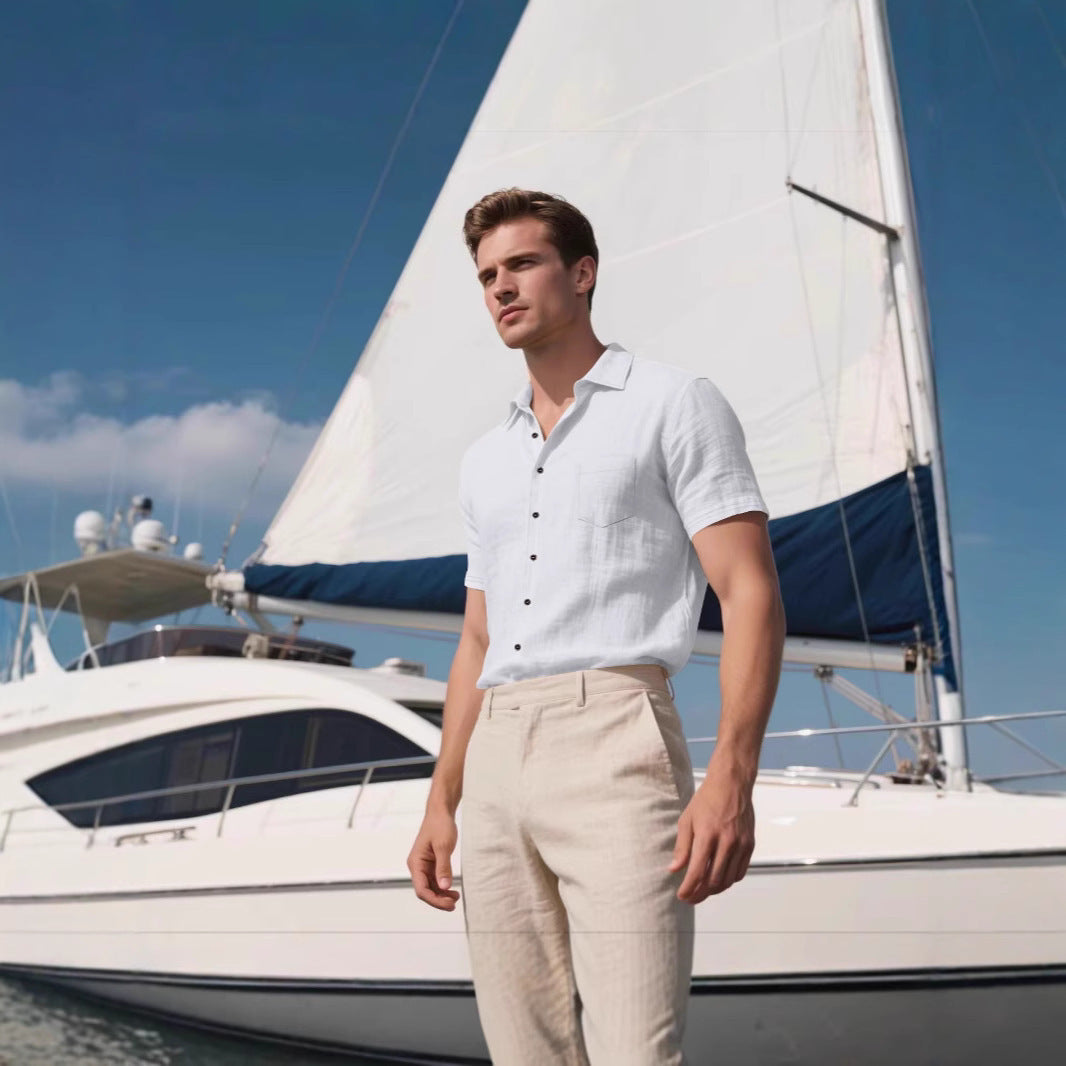 Men's Linen Short-sleeved Shirt - D&A