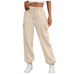 Casual Side Pocket Elastic Waist Solid Color Straight-leg Pants - D&A