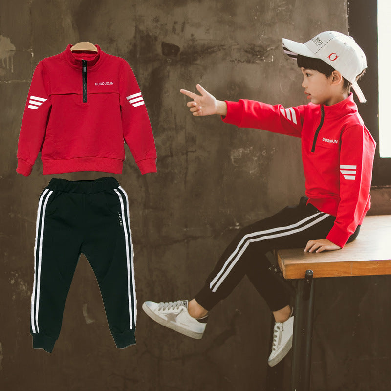 Boys'New Spring Garment in Two Kids' Leisure Sports Kids'Spring School Garments gules - D&A
