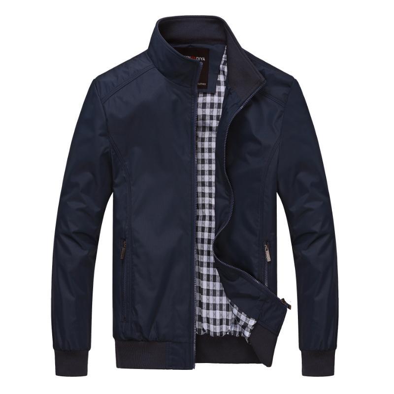 Men Overcoat Bomber Jackets Navy Blue - D&A