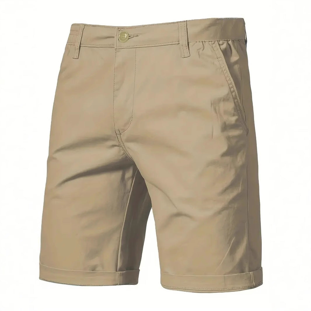 Outdoor Casual Straight-leg Slim Cropped Pants Plus Size Pure Color Cotton Camping Shorts - D&A